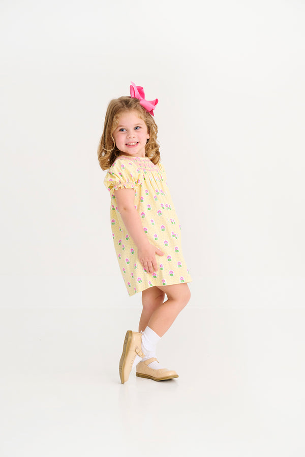 Sandy Smocked Dress - Fairway Floral with Winter Park Pink