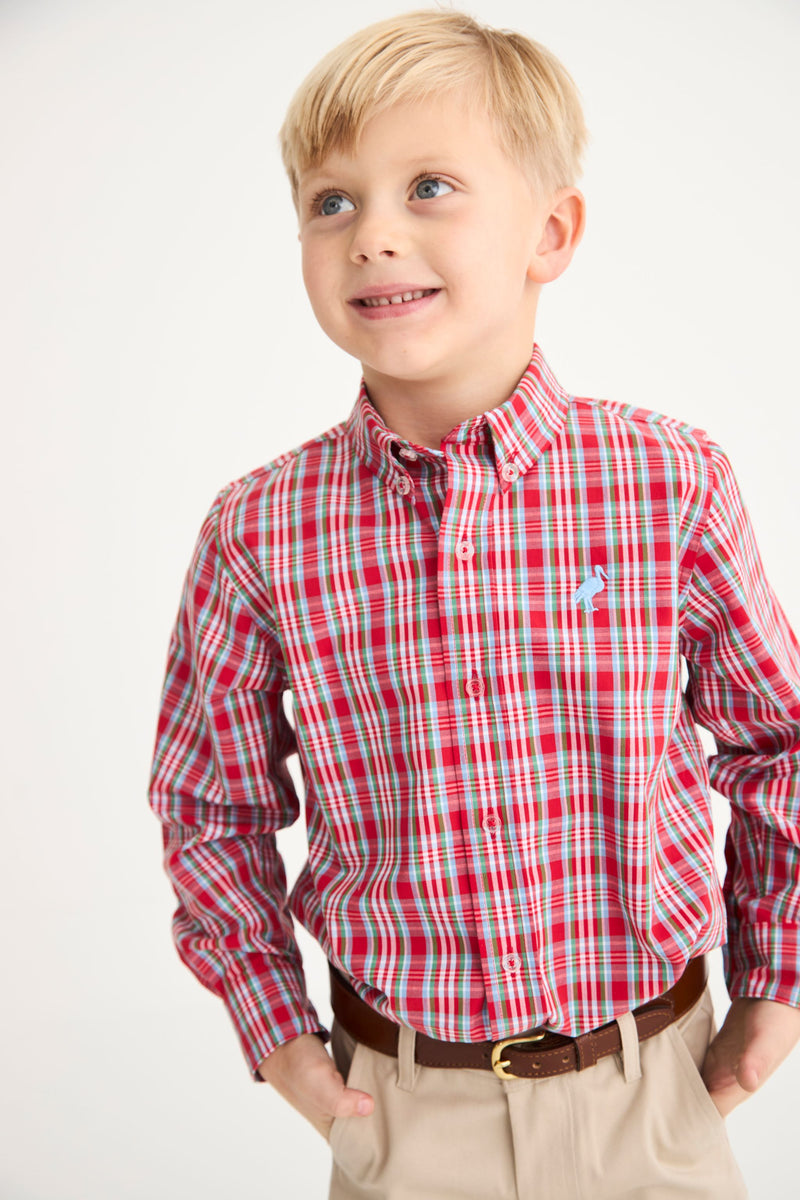 Dean's List Dress Shirt - Woodspoint Plaid with Barrington Blue Stork