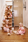Short Sleeve Ramona Ruffle Romper - Sandpearl Pink Stripe