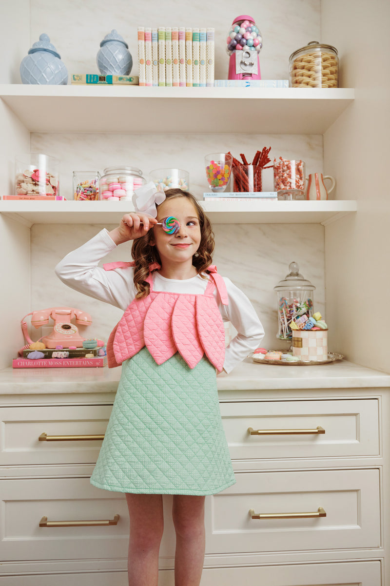 Happy Halloween Flower (Child) - Grace Bay Green Microdot with Hamptons Hot Pink