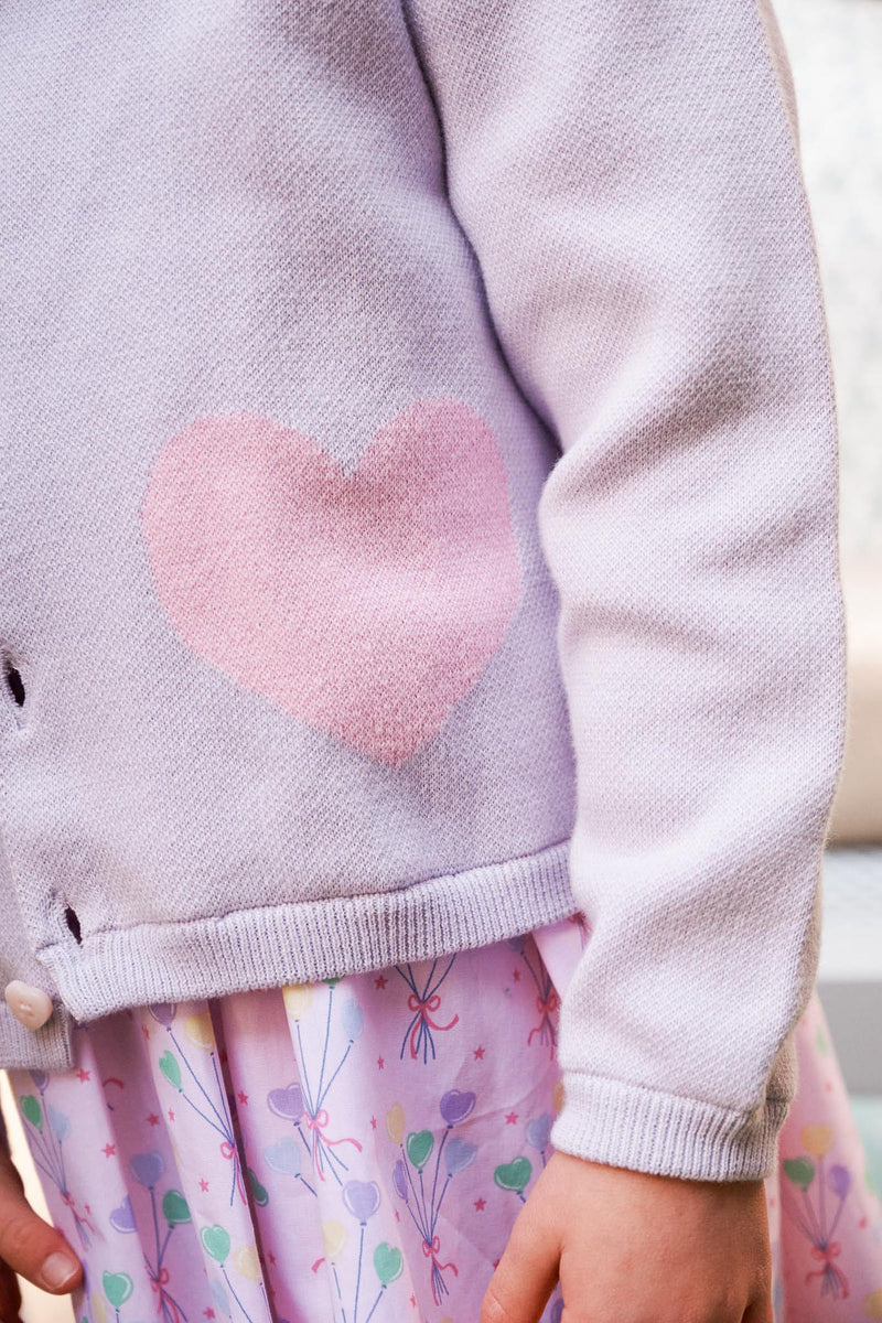 Cambridge Cardigan - Lauderdale Lavender with Pier Party Pink Hearts