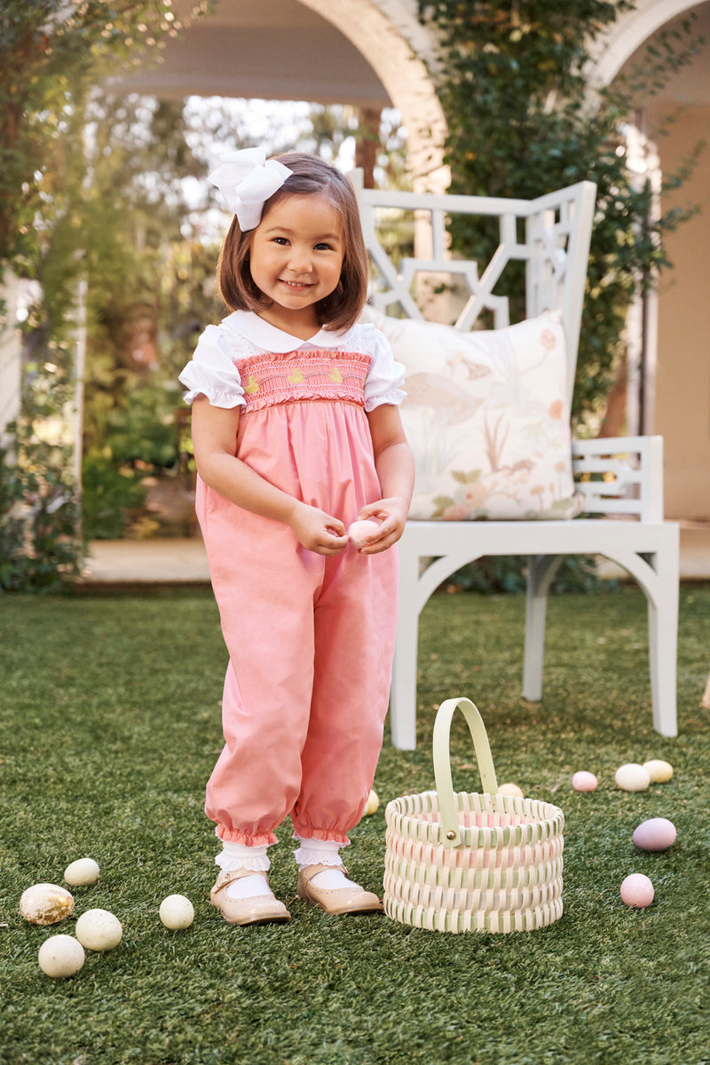 Ritzy Romper - Sandpearl Pink with Duck Smocking