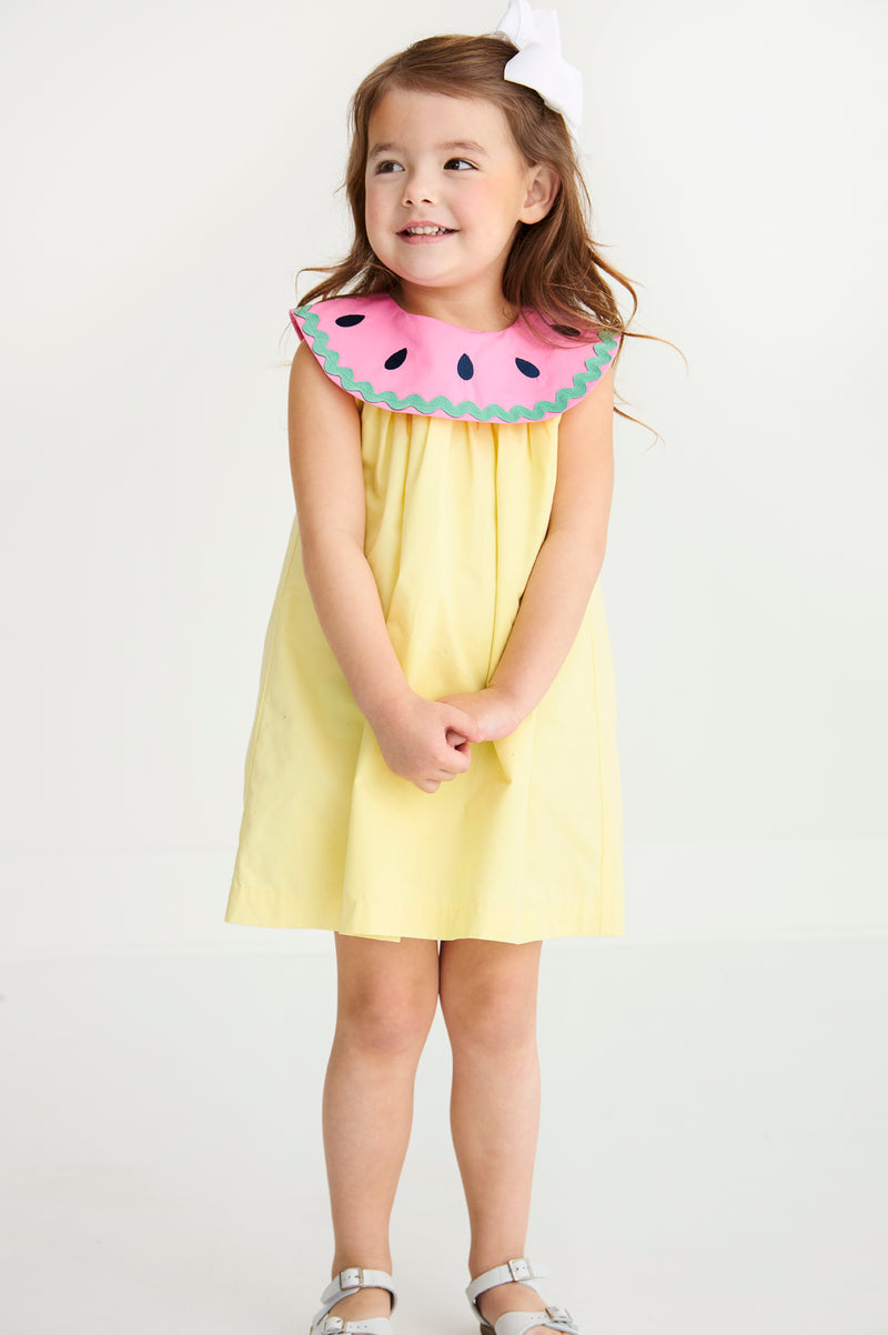 Sleeveless Tabitha's Teacher's Pet Dress - Lake Worth Yellow with Watermelon