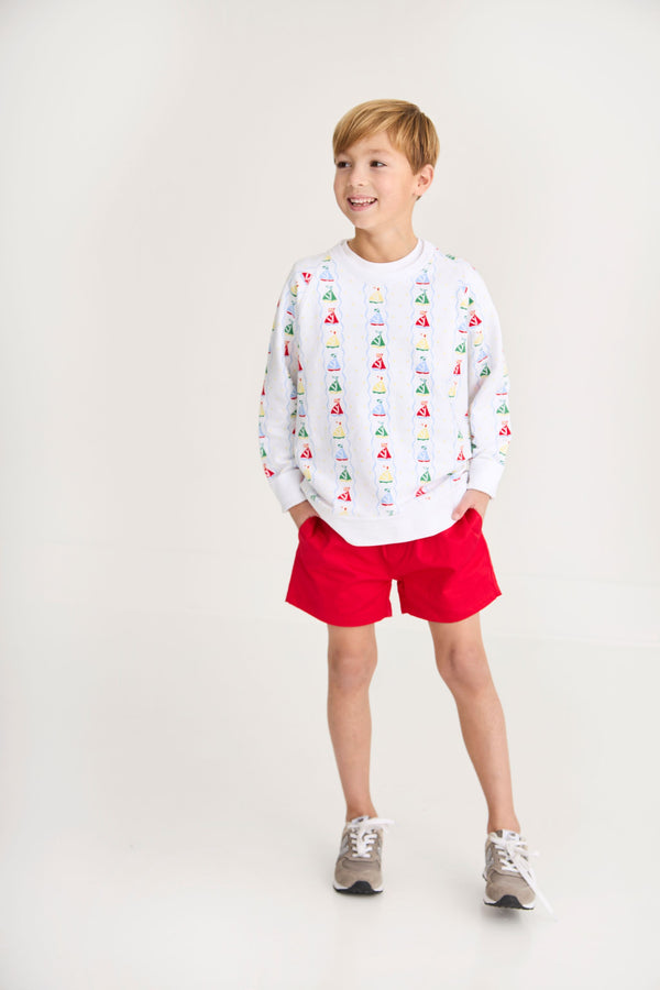 Cassidy Comfy Crewneck - Set Sail with Worth Avenue White
