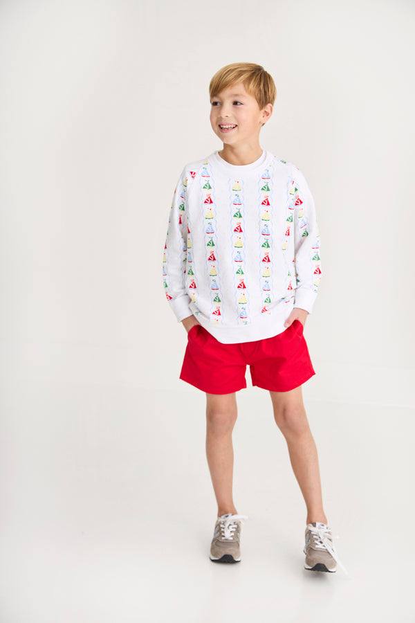 Sheffield Shorts - Richmond Red with Multicolor Stork