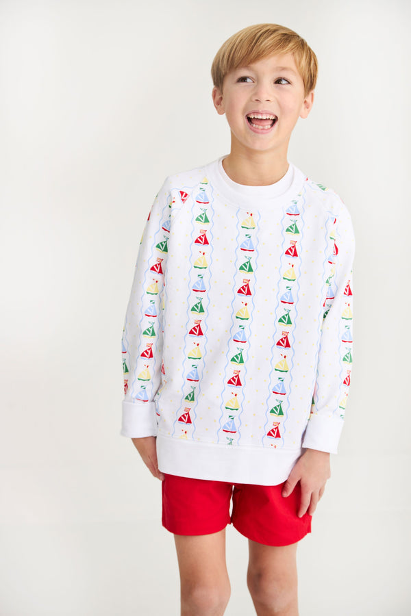 Cassidy Comfy Crewneck - Set Sail with Worth Avenue White