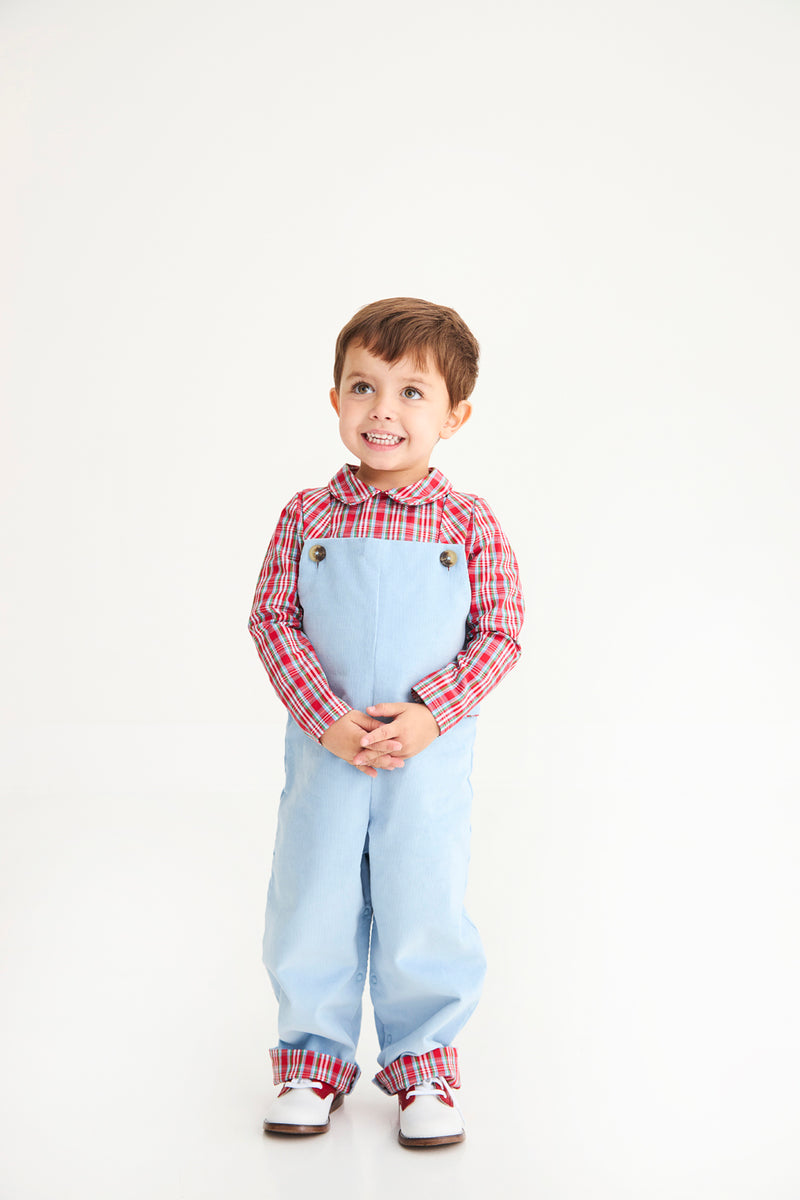 Long Sleeve Peter Pan Collar Shirt & Onesie - Woodspoint Plaid