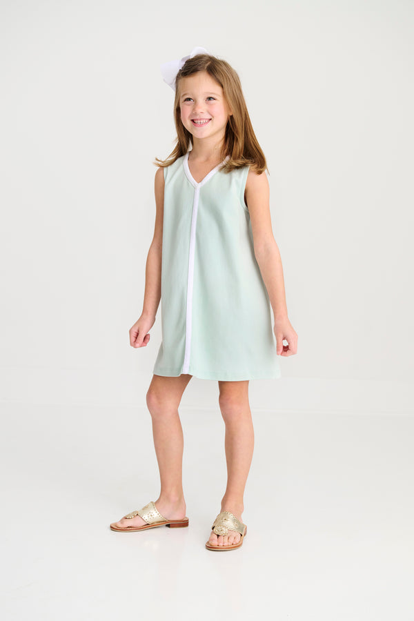 Daisy Dress - Old Greenwich Green with Worth Avenue White