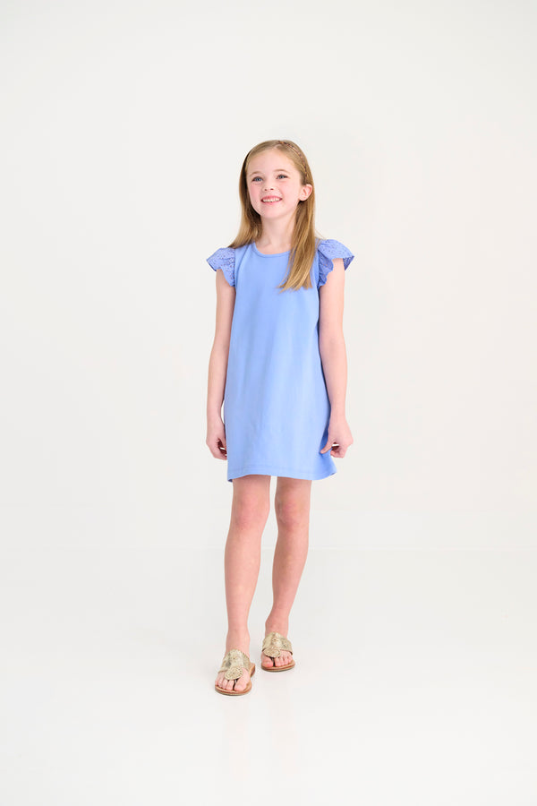 Ellen's Eyelet Dress - Barbados Blue