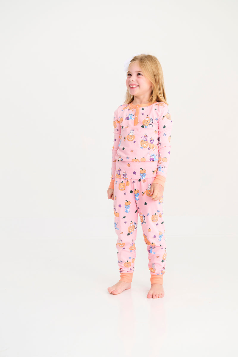 Payton Pajama Set - Candy & Critters (Sandpearl Pink) with Seashore Sherbet