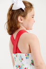 Reagan Romper - Biltmore Blooms (Buckhead Blue) with Richmond Red