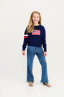 Seaton Intarsia Sweater - Nantucket Navy, Worth Avenue White & Richmond Red Stripes with American Flag
