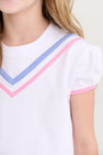 Short Puff Sleeve Cassidy Comfy Crewneck - Worth Avenue White, Park City Periwinkle and Hamptons Hot Pink