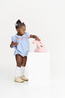 Mary Dal Bubble - Barrington Blue & Sandpearl Pink with Pumpkin Smocking