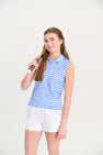 Paige's Proper Polo - Barbados Blue Stripe with Winter Park Pink Stork