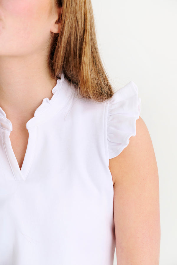 Rosie Ruffle Top - Worth Avenue White