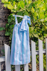 Maebelle Bow Dress - Belhaven Blue Ticking Stripe