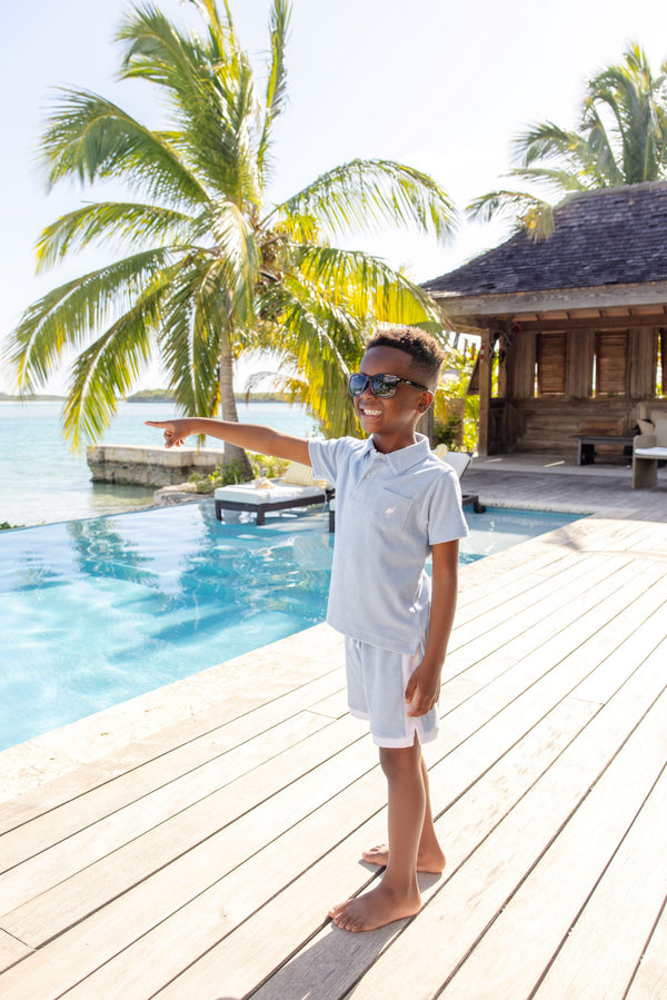 Shaefer Shorts (Terrycloth) - Beale Street Blue with Worth Avenue White