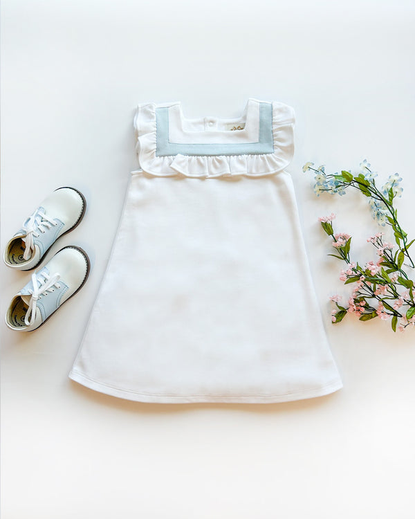 Darla Dress - Worth Avenue White with Buckhead Blue