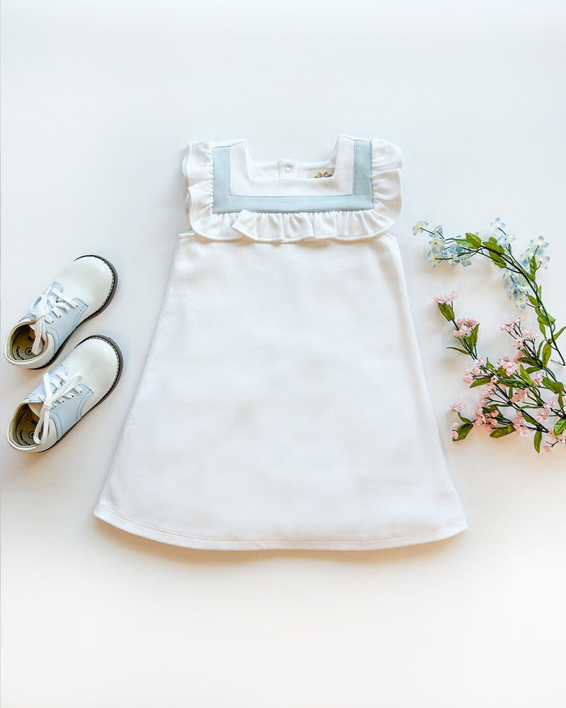 Darla Dress - Worth Avenue White with Buckhead Blue