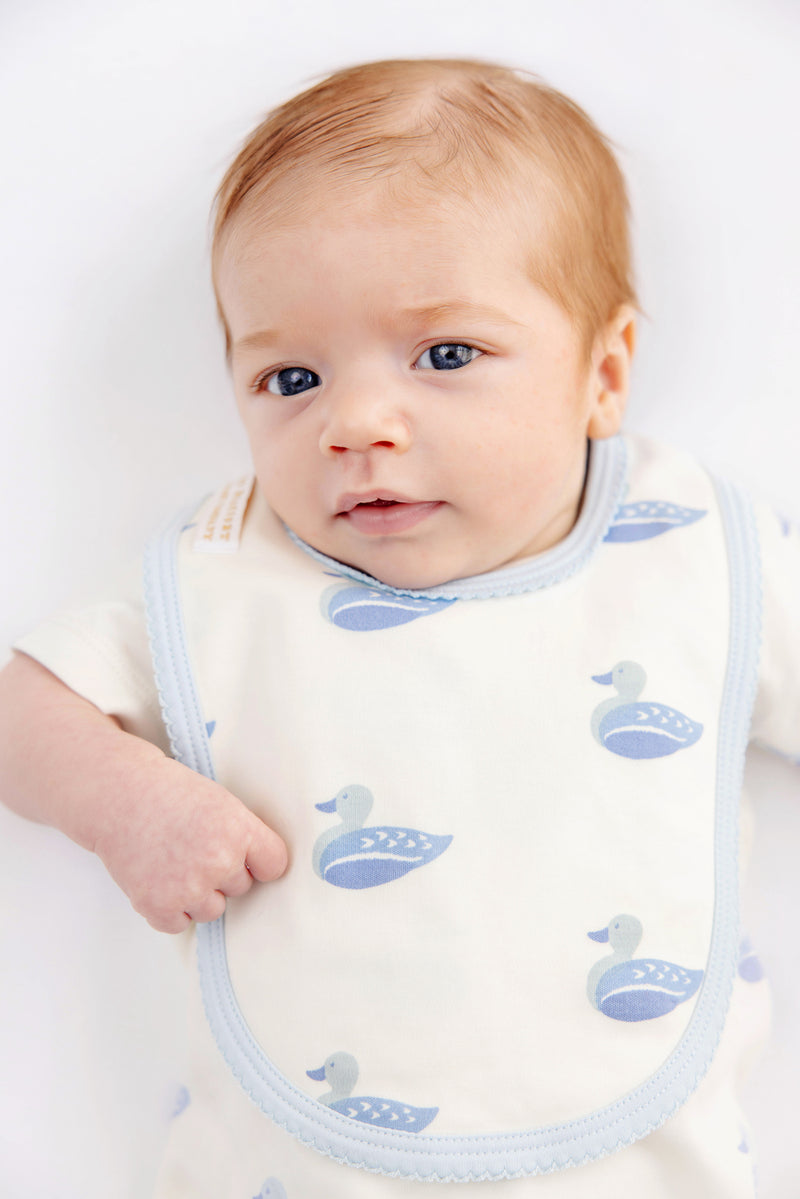 Burp Me Bib - Merrimack Quack Quacks with Buckhead Blue