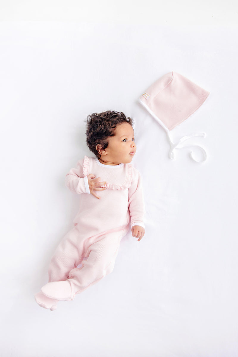 Bundle Me Bonnet - Palm Beach Pink with Worth Avenue White