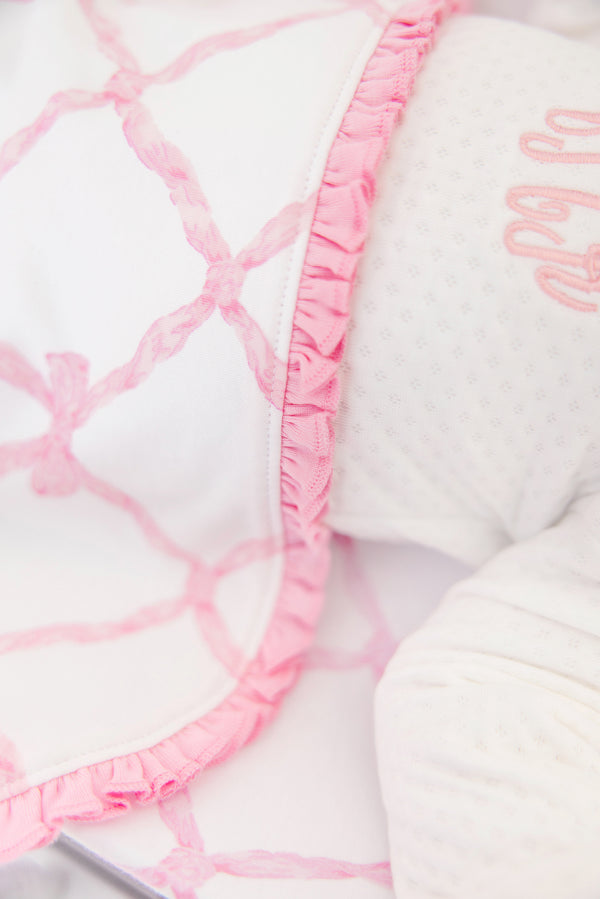 Baby Buggy Blanket - Belle Meade Bow with Pier Party Pink