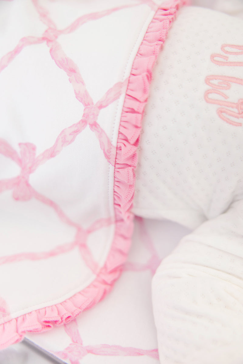 Baby Buggy Blanket - Belle Meade Bow with Pier Party Pink