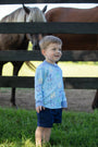 Cassidy Comfy Crewneck - Cute to Boot (Buckhead Blue) with Park City Periwinkle