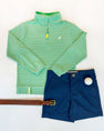 Prepletic™ Hayword Half Zip - Gibson Island Green Stripe