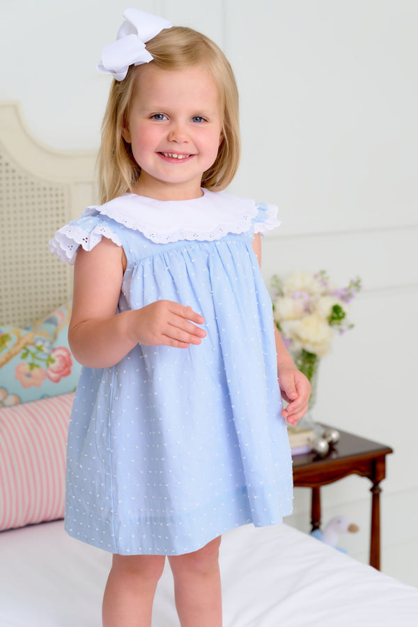 Franny Frock - Sarasota Sky Dallas Dot with Worth Avenue White