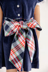 Franny Frock - Nantucket Navy Velveteen with Covington Cottage Plaid