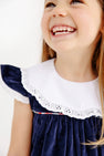 Franny Frock - Nantucket Navy Velveteen with Covington Cottage Plaid