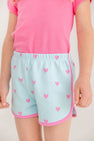Cheryl Shorts - Heart Eyes (Belhaven Blue) with Winter Park Pink
