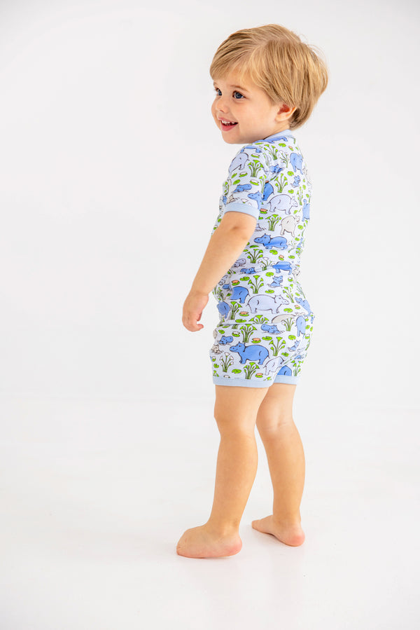 Sutton's Short Sleeve Short Set - Bal Harbour Hippo (Beale Street Blue)