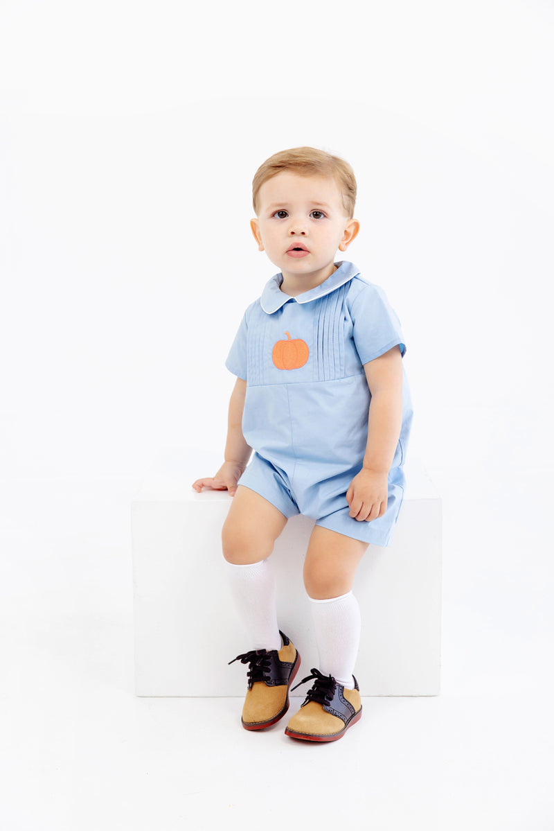Short Sleeve John Hall Jon Jon - Barrington Blue with Pumpkin