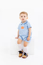 Short Sleeve John Hall Jon Jon - Barrington Blue with Pumpkin