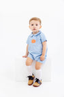 Short Sleeve John Hall Jon Jon - Barrington Blue with Pumpkin