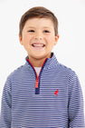 Prepletic™ Hayword Half Zip - Nantucket Navy Stripe with Richmond Red Stork