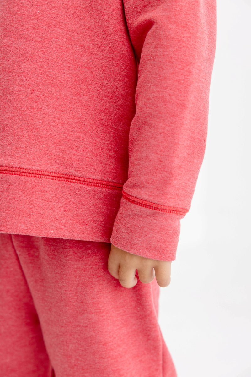 Cassidy Comfy Crewneck - Richmond Red Heathered with Nantucket Navy Stork