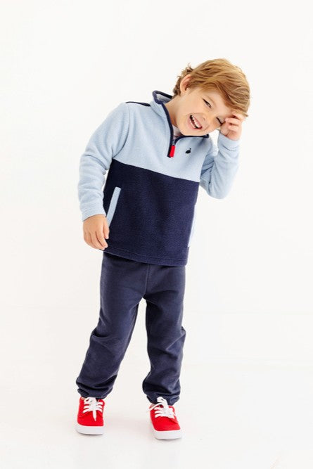 Hayword Half-Zip (Fleece) - Barrington Blue with Nantucket Navy