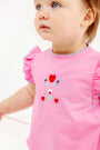 Ruehling Ruffle Bubble - Hamptons Hot Pink with Beale Street Blue and Floral Embroidery