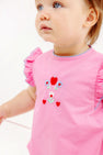 Ruehling Ruffle Bubble - Hamptons Hot Pink with Beale Street Blue and Floral Embroidery