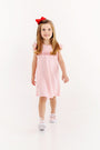 Smocked Angel Sleeve Biltmore Dress - Sandpearl Pink with Rosebuds