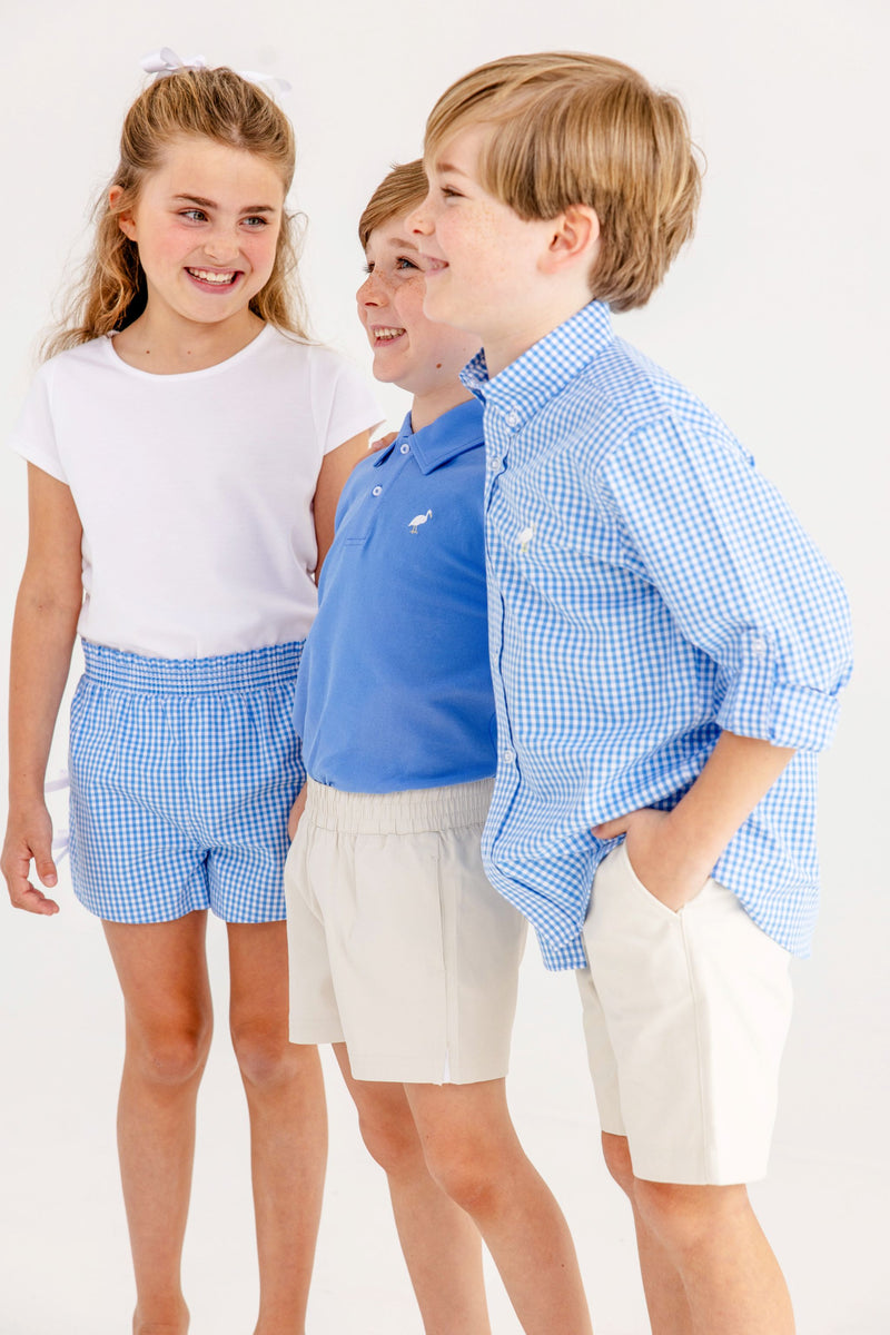 Cheryl Shorts - Sunrise Blvd. Blue Mini Gingham with Worth Avenue White Bows