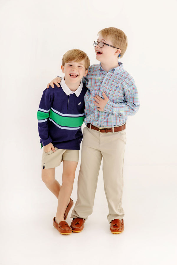 Rollin's Rugby Shirt - Nantucket Navy with Beale Street Blue & Kiawah Kelly Green Stripe