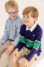 Rollin's Rugby Shirt - Nantucket Navy with Beale Street Blue & Kiawah Kelly Green Stripe