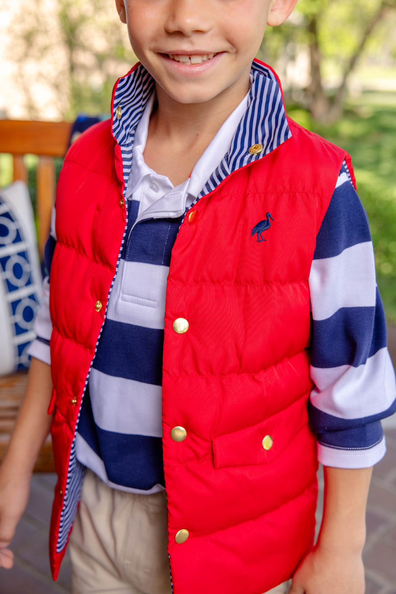 Vaughn Vest - Richmond Red with Nantucket Navy Stork