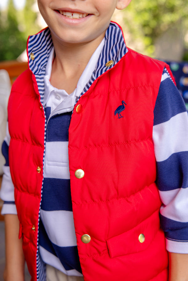 Rollin's Rugby Shirt - Nantucket Navy Stripe with Richmond Red Stork
