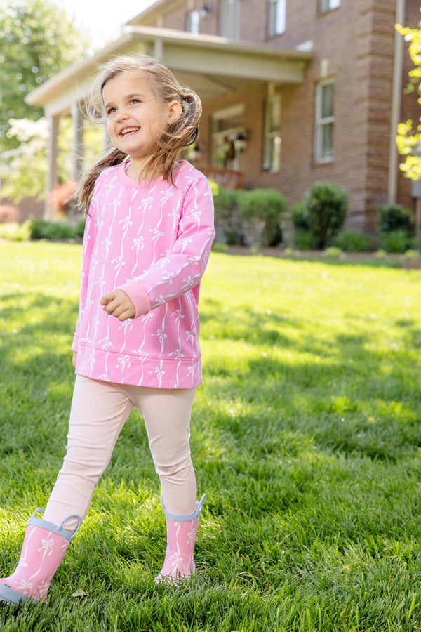 Cassidy Comfy Crewneck - Bell Court Bows (Hamptons Hot Pink)